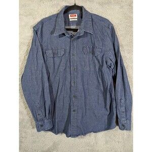 Wrangler Denim Button Up Shirt Size XL Flex Fit Western Cowboy Workwear